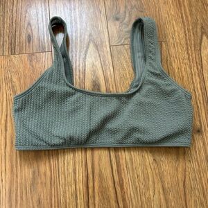 Women's Olive Green Textured Bikini Top